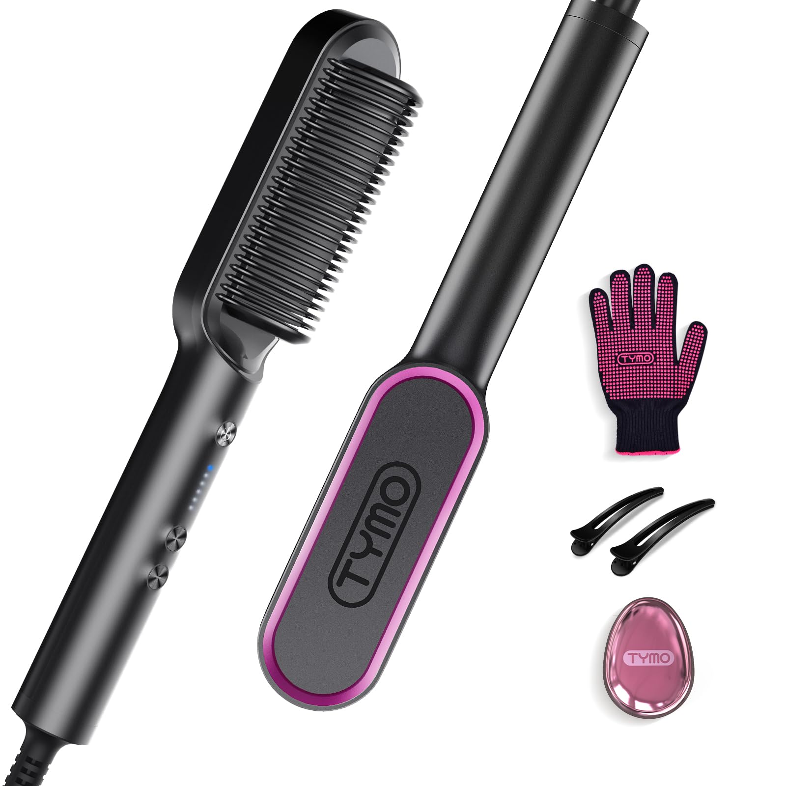 2in1 Hair Styler Straightening  Hot Comb Fast Heated Ceramic Negative Ion Curler Straightener Brush Anti-Scalding Styling Tools