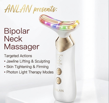 ANLAN Dual Polar Neck Beauty Device Anti-aging Remove Double Chin EMS Facia Lifting 5-color Photon Warm Facial Massager 24K Gold