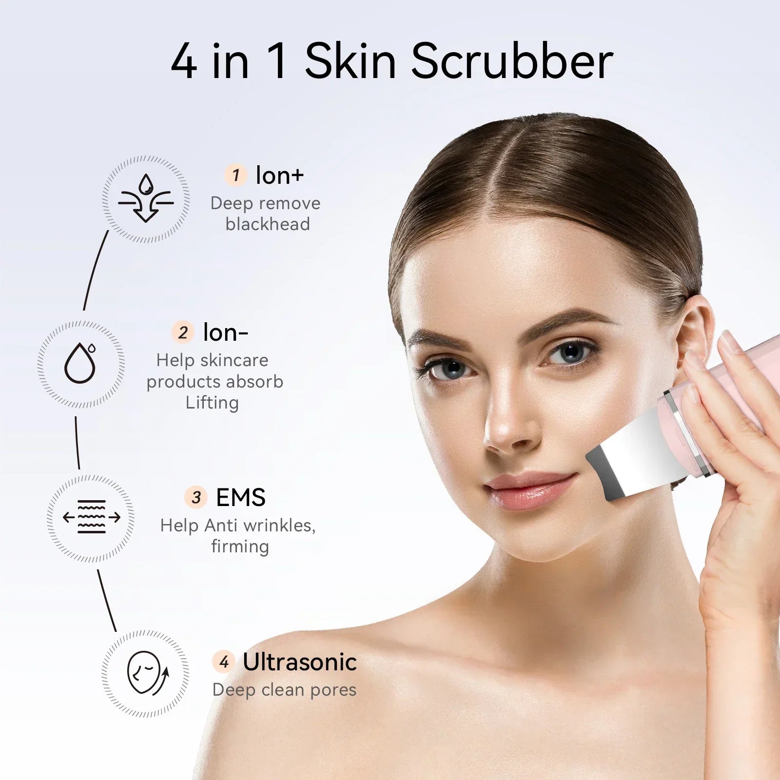 Ultrasonic Skin Scrubber Vibration Face Spatula Blackhead Remover Shovel Clean Cavitation Peeling Facial Lifting Skin Care