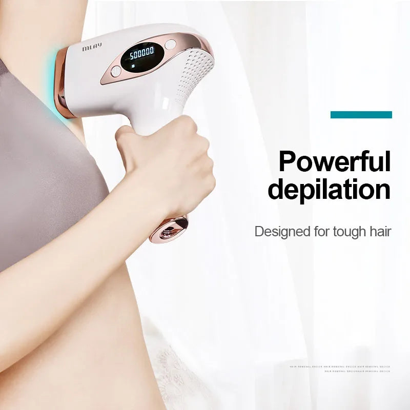 MLAY T4 IPL Laser Handheld Hair Removal Machine Ice Cool Permanent Face Body Bikini Epilator with 500000 Shots for Home Use